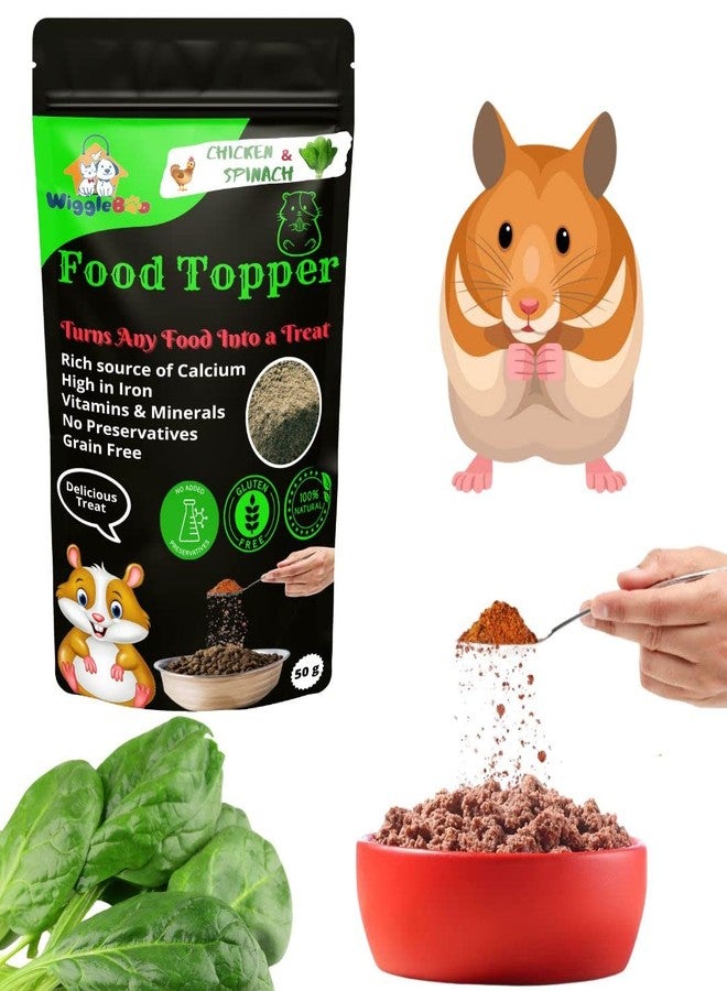 WiggleBoo Magical Hamster Food Topper || Joy of Best Taste || Chicken & Spinach Flavour || Grain Free & Protein Rich || Natural Dewormer || 50g - Image 1